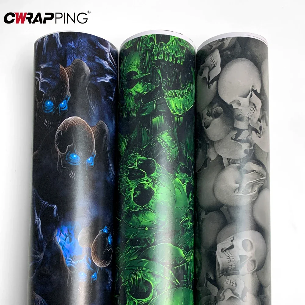 Car Sticker Skull Printed Auto Wrapping Film Air Release Decal Waterproof Sticker for Car Vinyl Wrap Motorcycle Auto Accessories