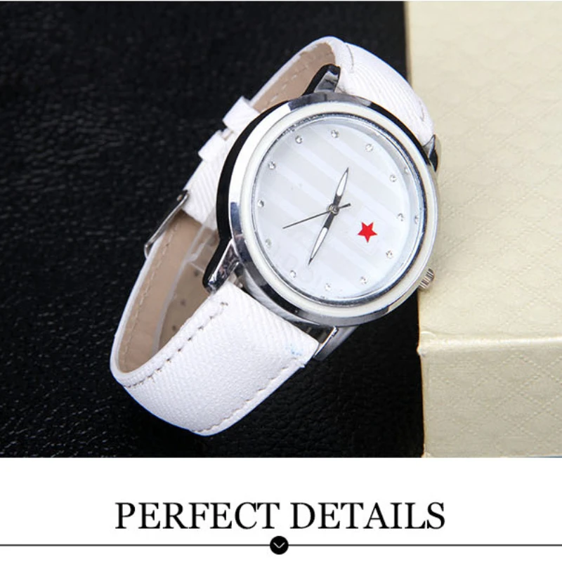 Stripe Star Casual studenti orologio da polso al quarzo donna Jean tessuto Lether Strap Dress Lady Watches Clock Hour muslimah muslimah