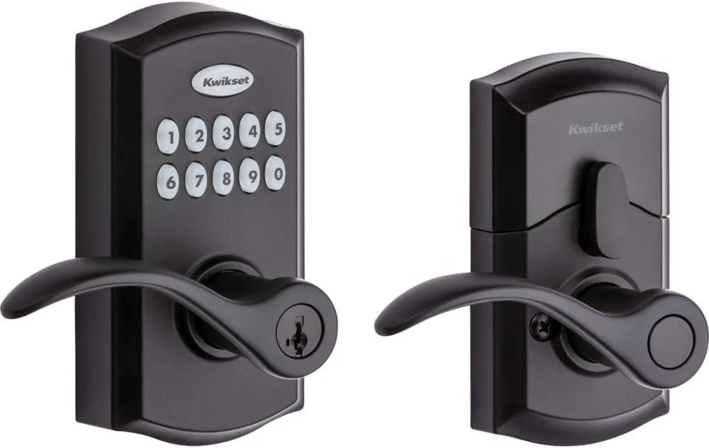 

Kwikset 955 Keyless Keypad Door Lock, Electronic Lever Deadbolt, 3 Entry Modes, Auto Lock, Matte Black