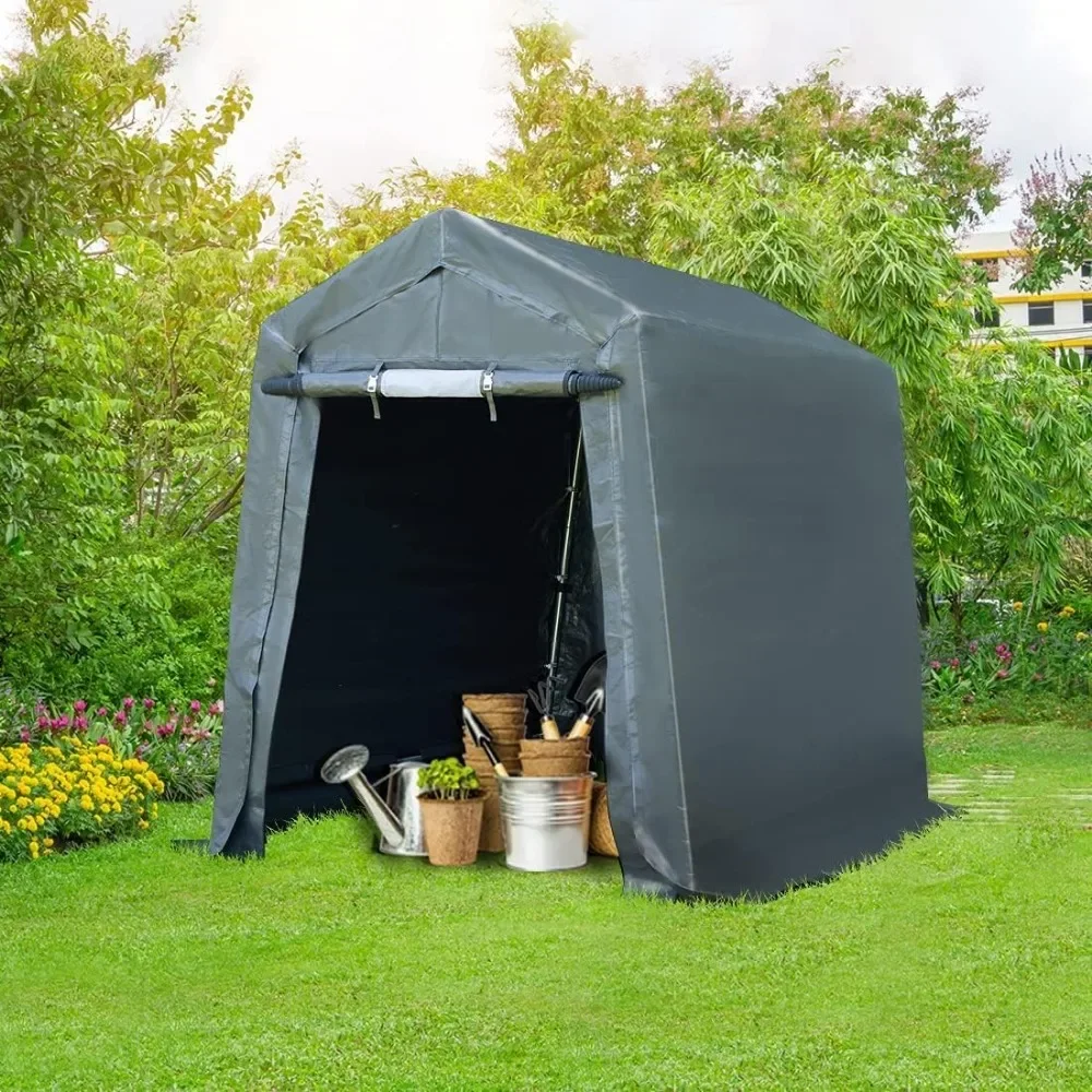 

6x8 Ft Portable Storage Shelter Shed with 2 Roll Up Zipper Doors, Carport Waterproof and UV Resistant Portable Garage Kit Tent