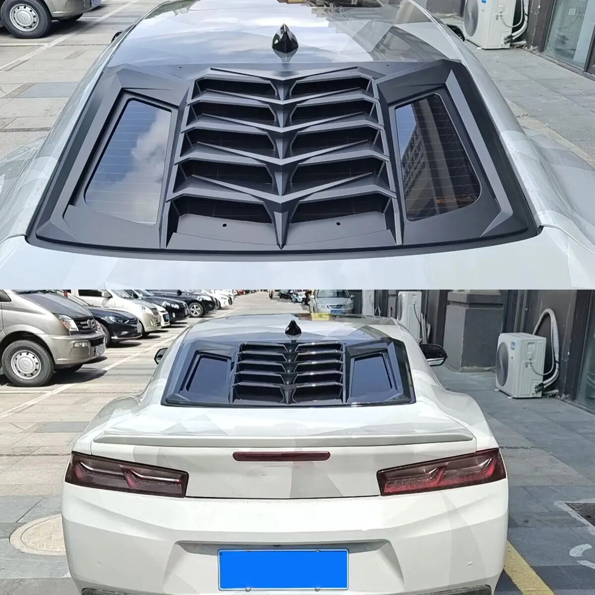 Lamborghini Style Rear Window Louver Sun Shade Cover Black For Camaro 2016-2021