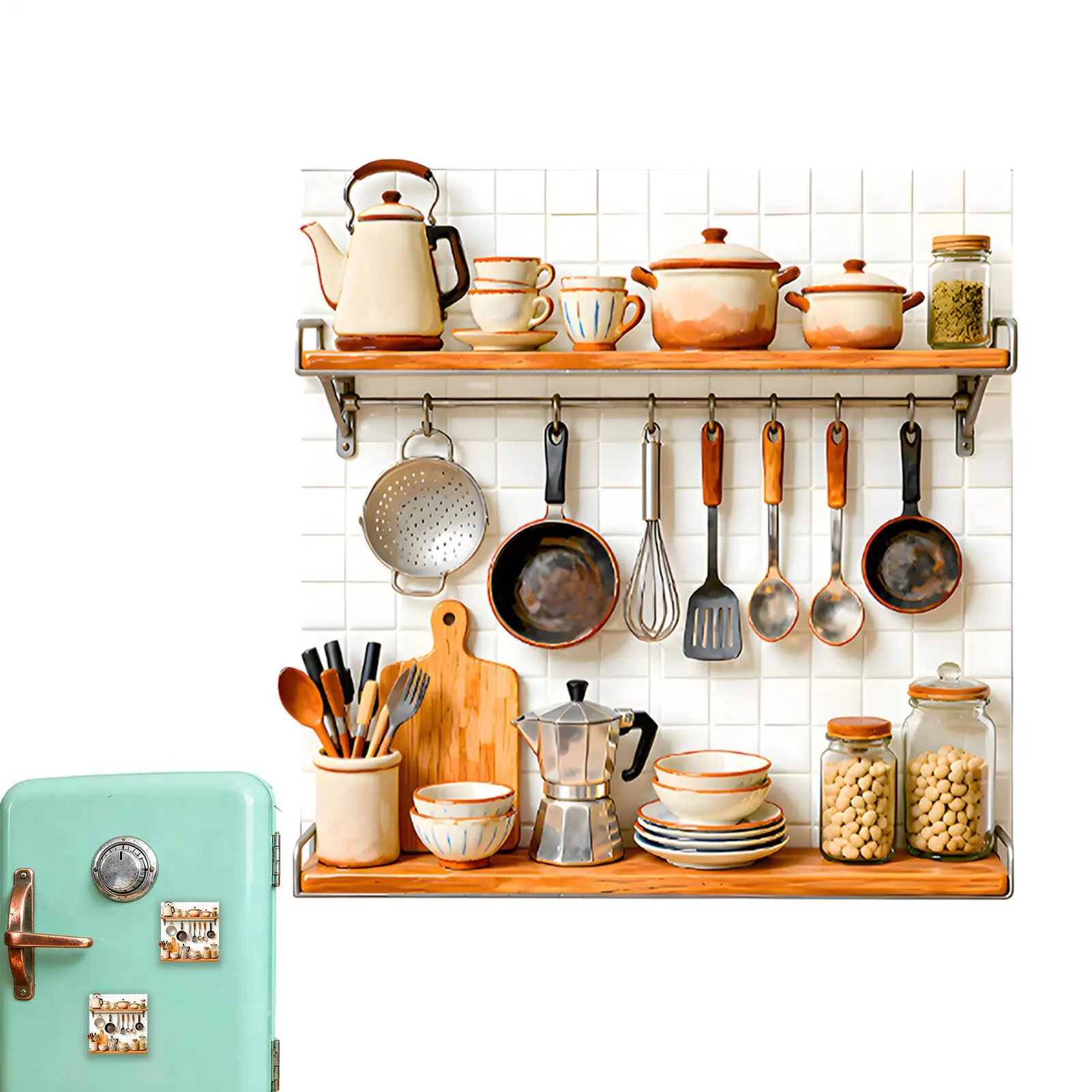 Retro Kitchenware Ornaments Creative Resin Three-dimensional Relief Magnetic Refrigerator Decoration for Kitchen Cabinets Locker