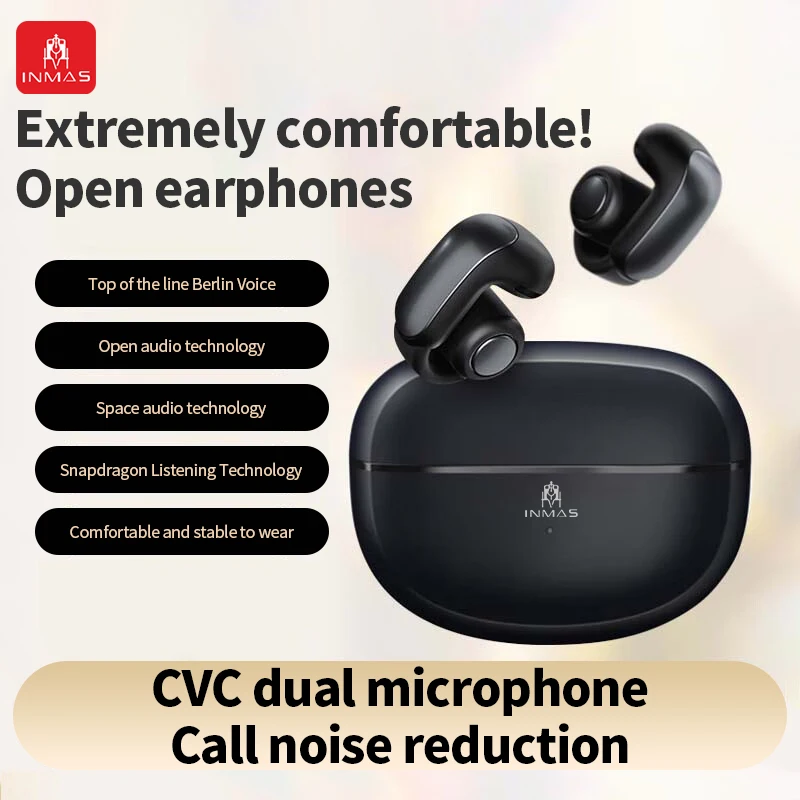 

Inmas ANC Open-ear clip-on Bluetooth Earphones Active Noise Reduction Wireless Earphones TWS Small Sports Waterproof Earphones