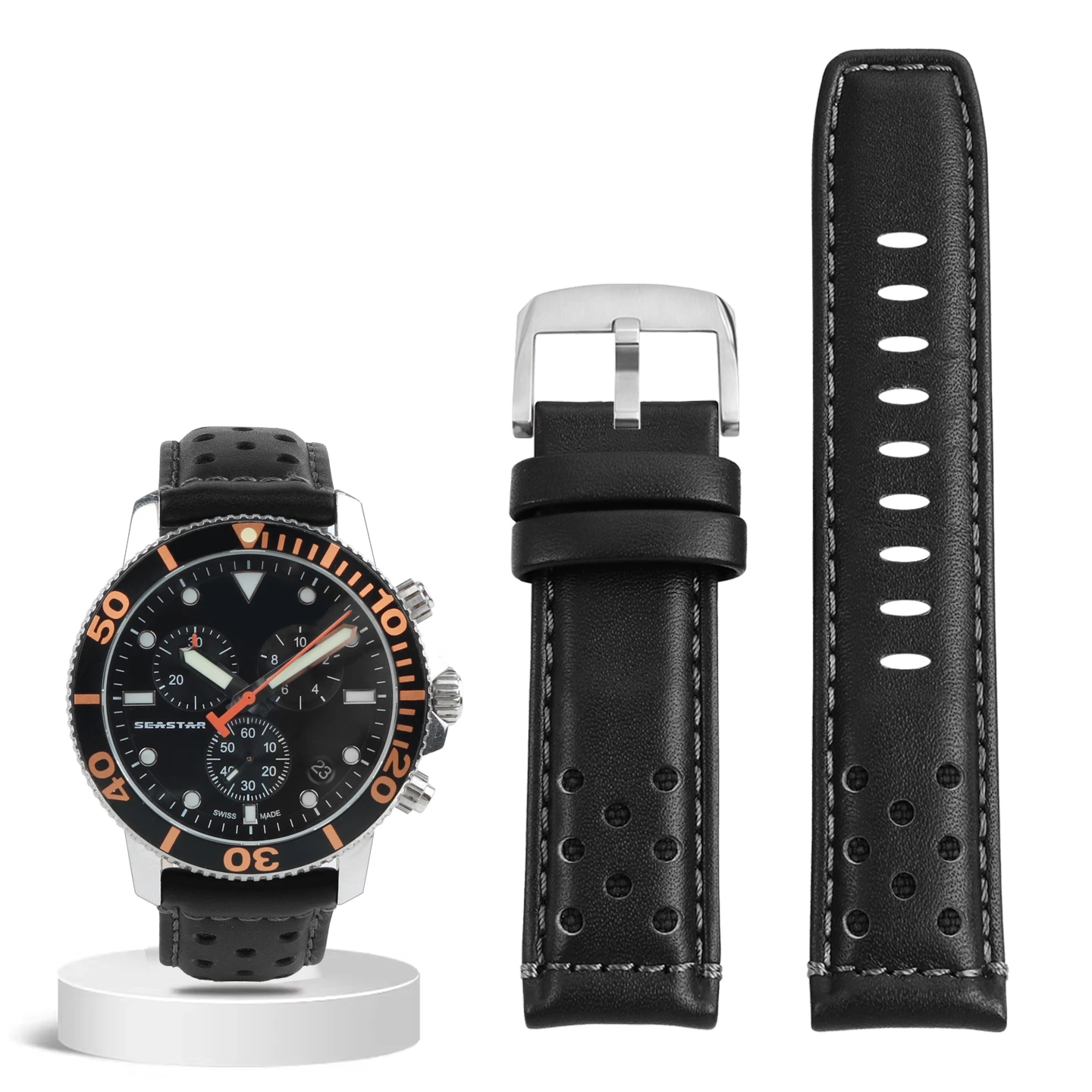For Breitling Tissot 1853 Seastar Diver T120.417A Genuine Leather Strap For Citizen Eco-Drive Huawei Ultimate 22mm