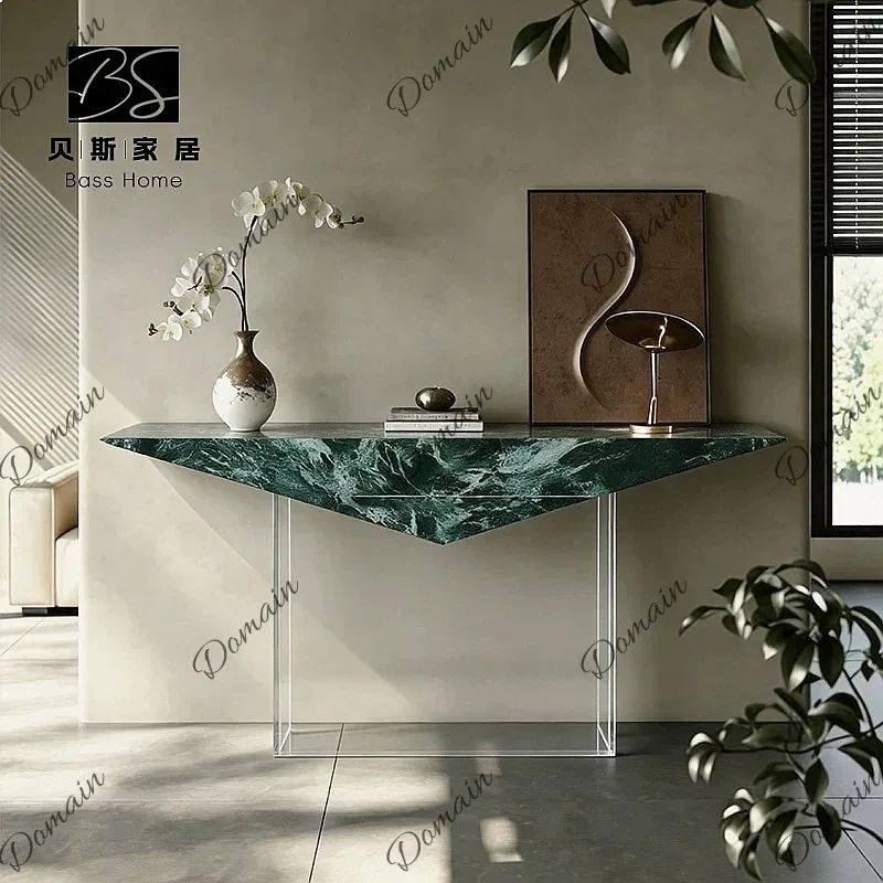 Rtr XX Italian Minimalist Floating Slate Console Table Creative Entryway Luxury Acrylic Stone Corridor Desk