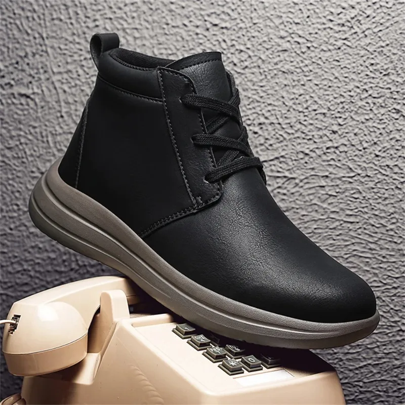 

Men's Ankle Boots Quality Cowhide Leather Boots Lace Up Oxford Boots Fashion Casual High Top Boot Classic Business Leather Boot