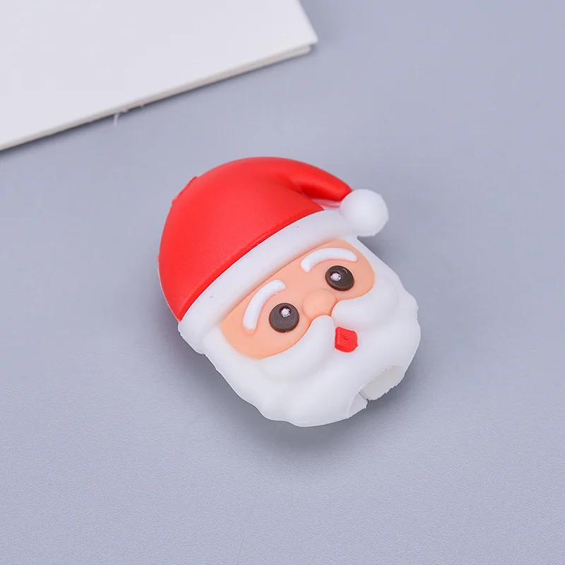 Christmas Santa Claus Cute Cartoon Deer Cable Protector For Apple Iphone USB Cable Chompers Holder Charger Wire Organizer