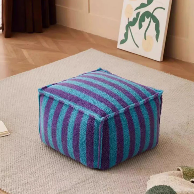 Thicken Velvet Lamb Wool Seat Cover Unstuffed Pouf Footstool Ottoman Soft Fleece Footrest Cushion Cover No Fillings Futon