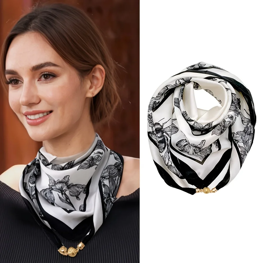 

1 элегантный женский шарф с защитой от ветра и солнца, с закрытой застежкой и шелковистой текстурой. Доступно в