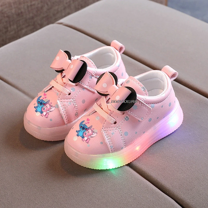 Lilo And Stitch Kids Glowing Sneakers Children LED Shoes Boy Girls Luminous Sport Shoes Baby Casual Sneakers Lighted Shoes