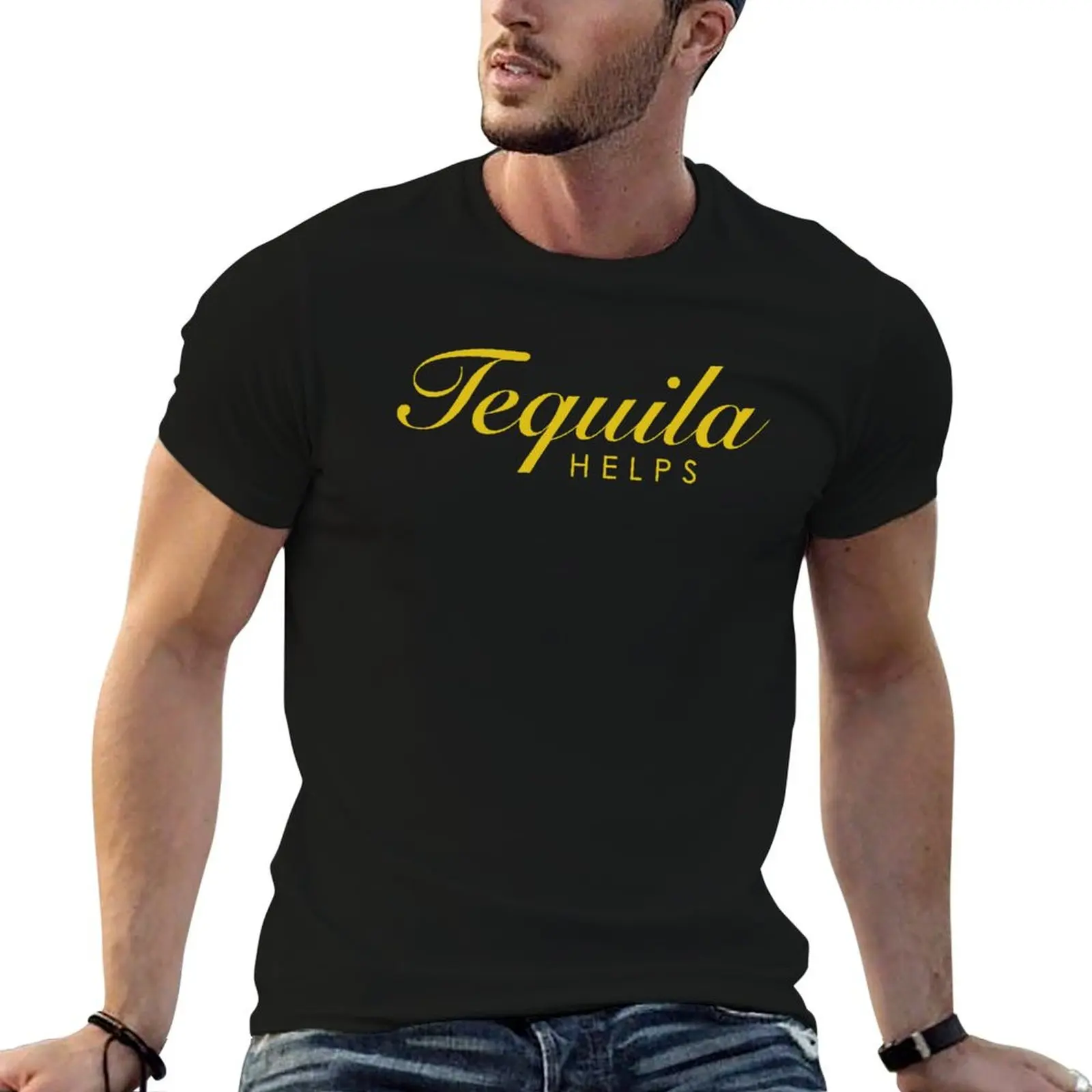 T-shirt Tequila Helps Gift pour les amateurs de tequila et d'agave, t-shirts pour homme, t-shirts slim fit, t-shirt de créateur, t-shirt personnalisé