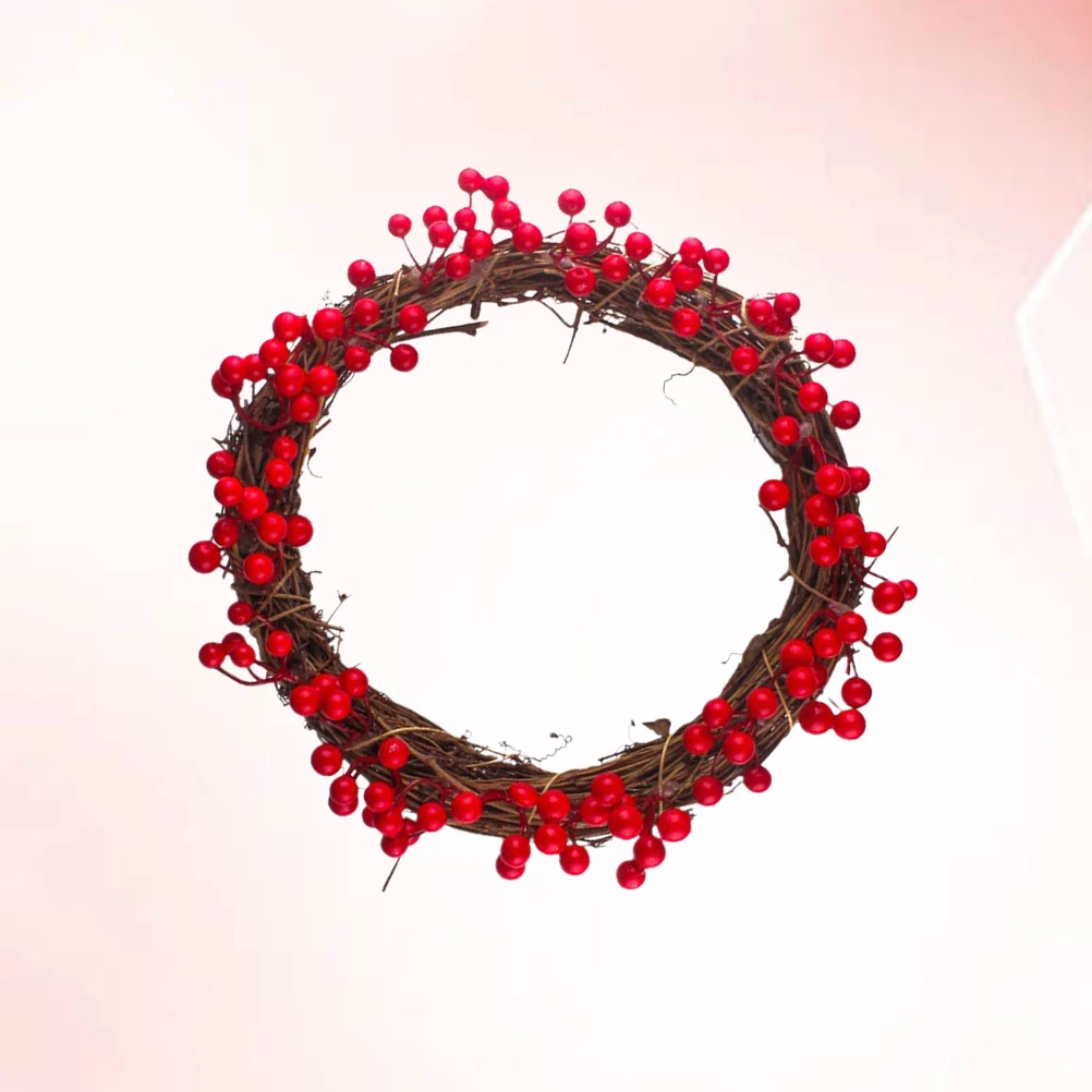 

30Cm Artificial Berry Wreath Red Beaded Garland Festive Ring for Holiday Home Decor Mantel Napkin Arrangement