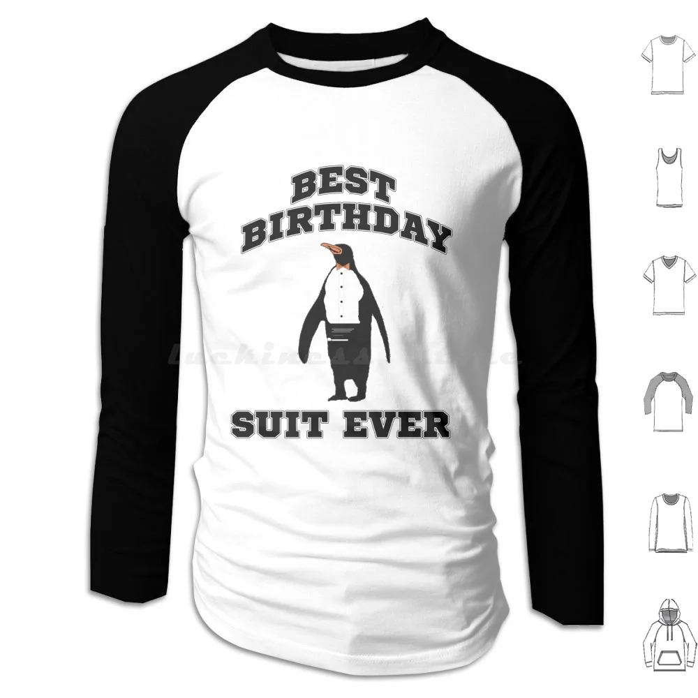 Funny Penguin Birthday Suit Tee Shirt Hoodie Cotton Long Sleeve Penguins Penguin Cool Birthday Birthday Suit Penguin Cool