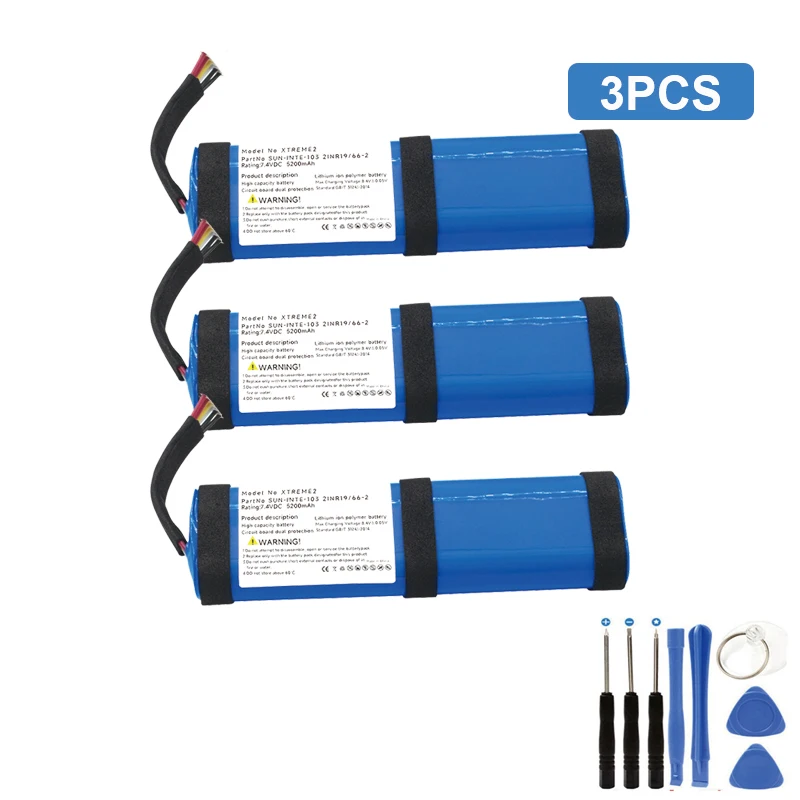 Voor JBL Xtreme 2 Xtreme 3 Xtreme2 Xtreme3 Vervangende Batterij 7.4V 5200mAh Bluetooth Speaker Batterijen Acumulator 6wire Plug