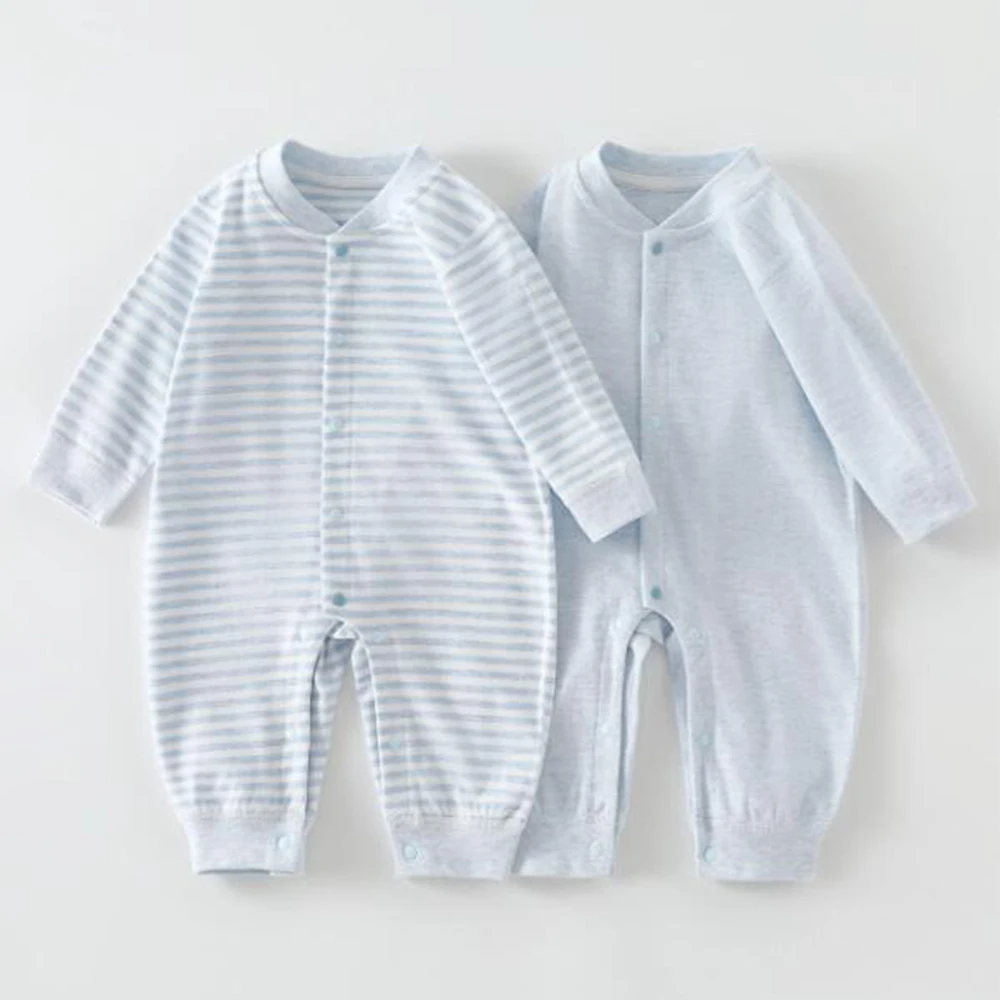 

2 Pieces Baby Romper Long Sleeve Spring Autumn Solid Color Striped Unisex Baby Jumpsuits For Boys Girls Christmas Infant Clothes