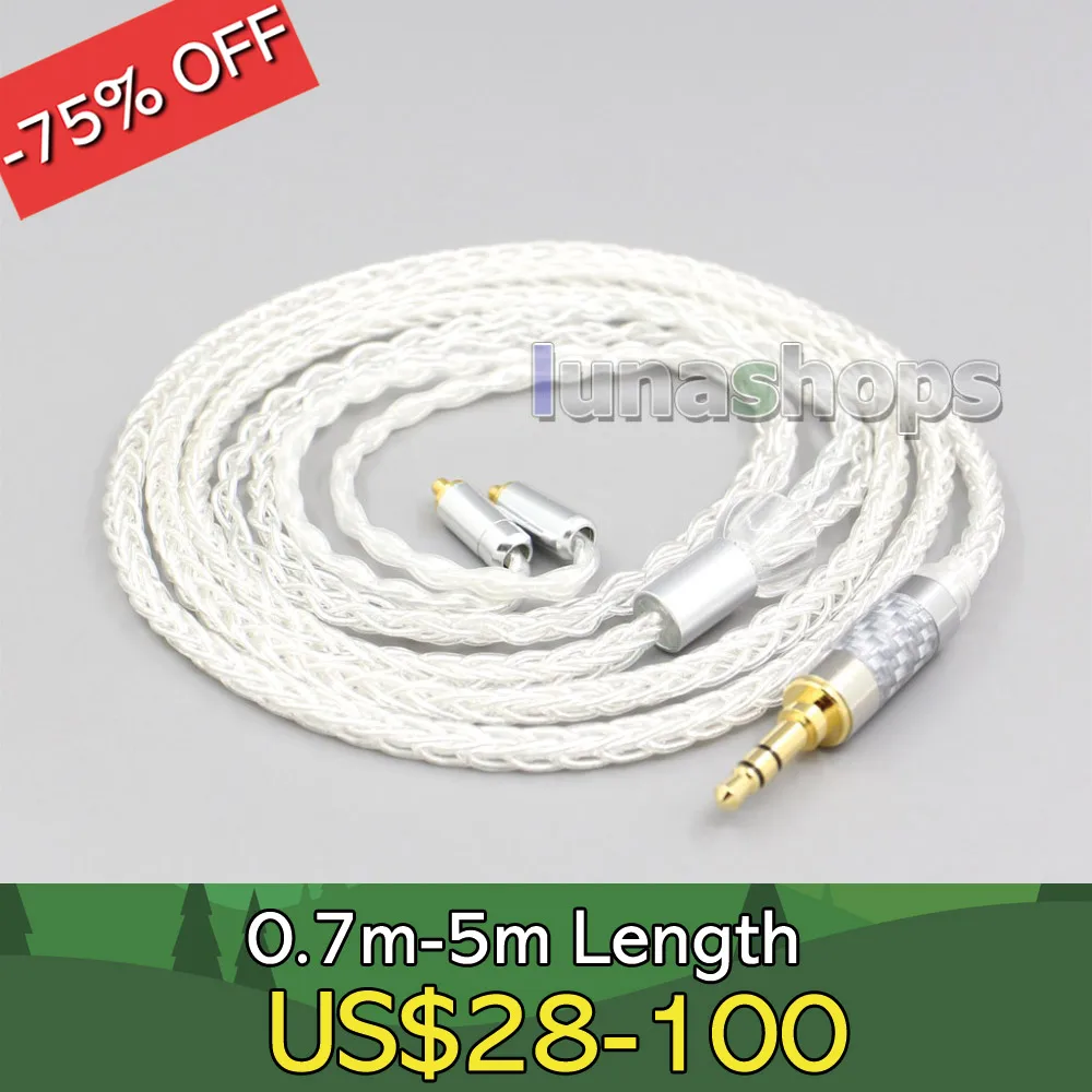 

3.5mm 2.5mm 4.4mm XLR 8 Core Silver Plated OCC Earphone Cable For Sennheiser ie200 IE300 ie600 IE900 LN006577