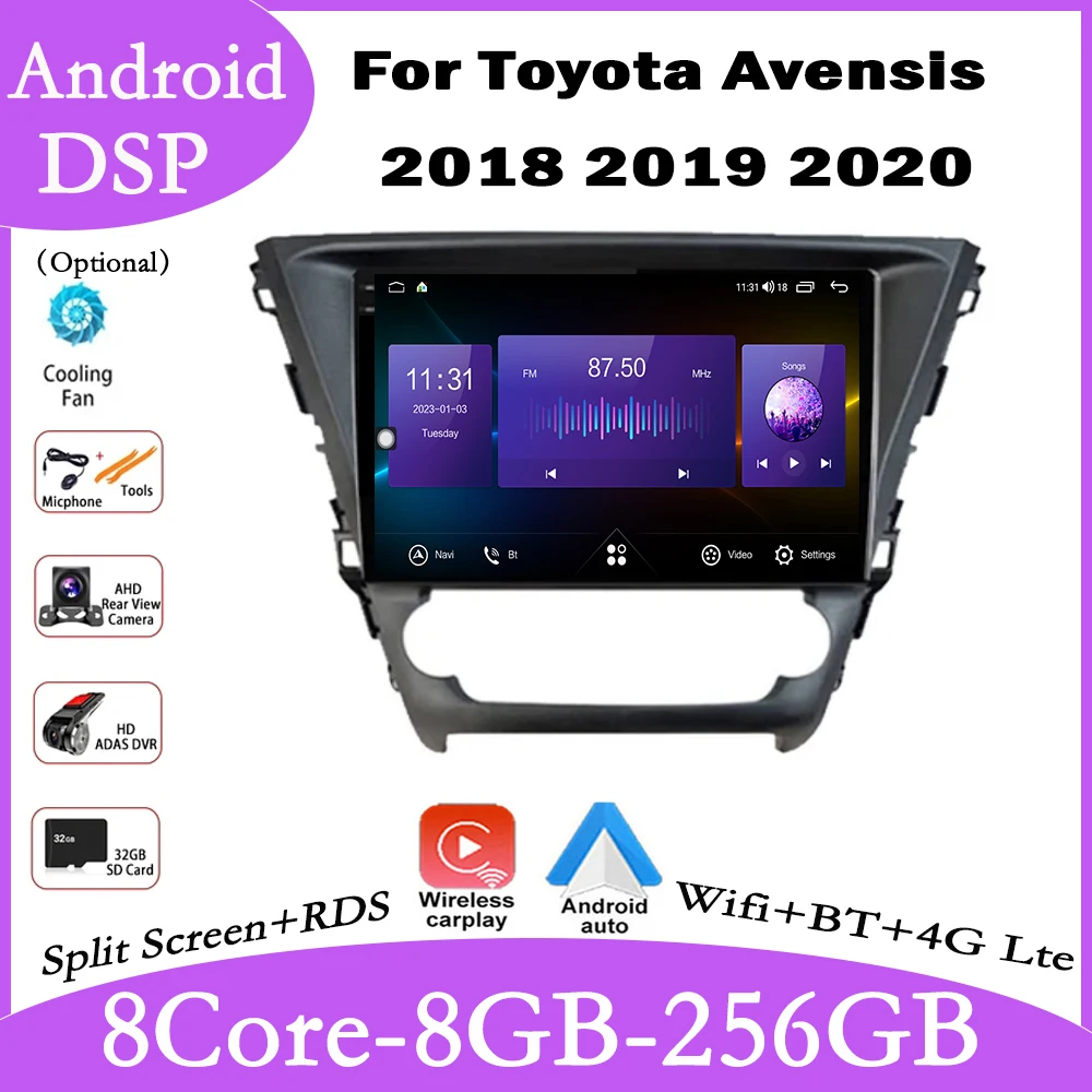 

9 lnch For Toyota Avensis 2018 2019 2020 Car Radio Android Auto Carplay Multimedia Player Navigation GPS Stereo 4G LET