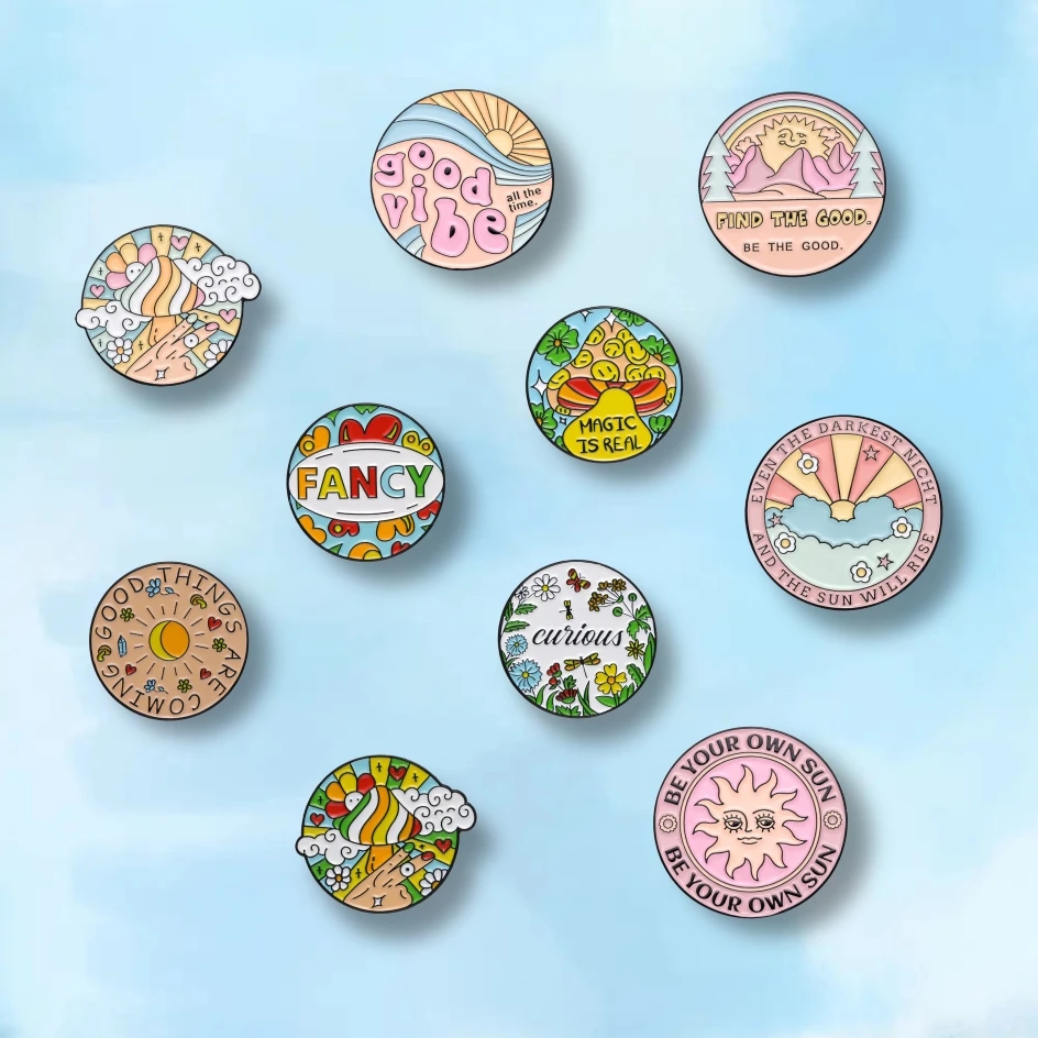 

Be Your Own Sun Enamel Pins Custom Mushrooms Sun Rainbow Brooches Lapel Badges Cartoon Funny Jewelry Gift for Kids Friends