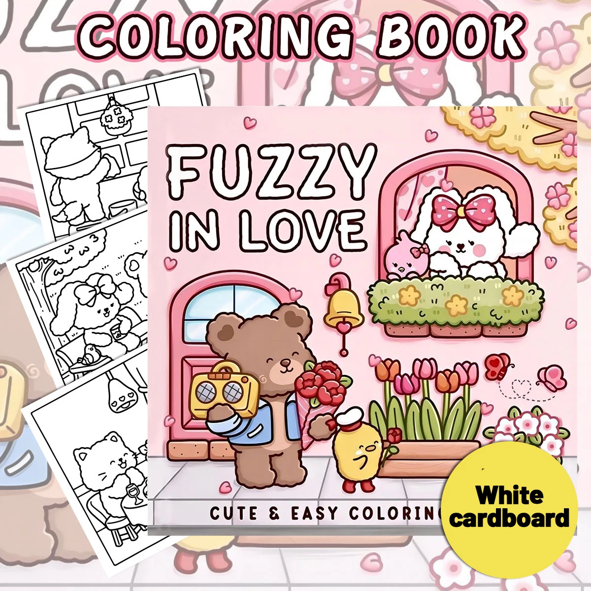 Fuzzy In Love Coloring Books, Sweet Scenes, Easy Coloring, For Home Parent - Child DIY, Relax, Unwind, Boost Creativity