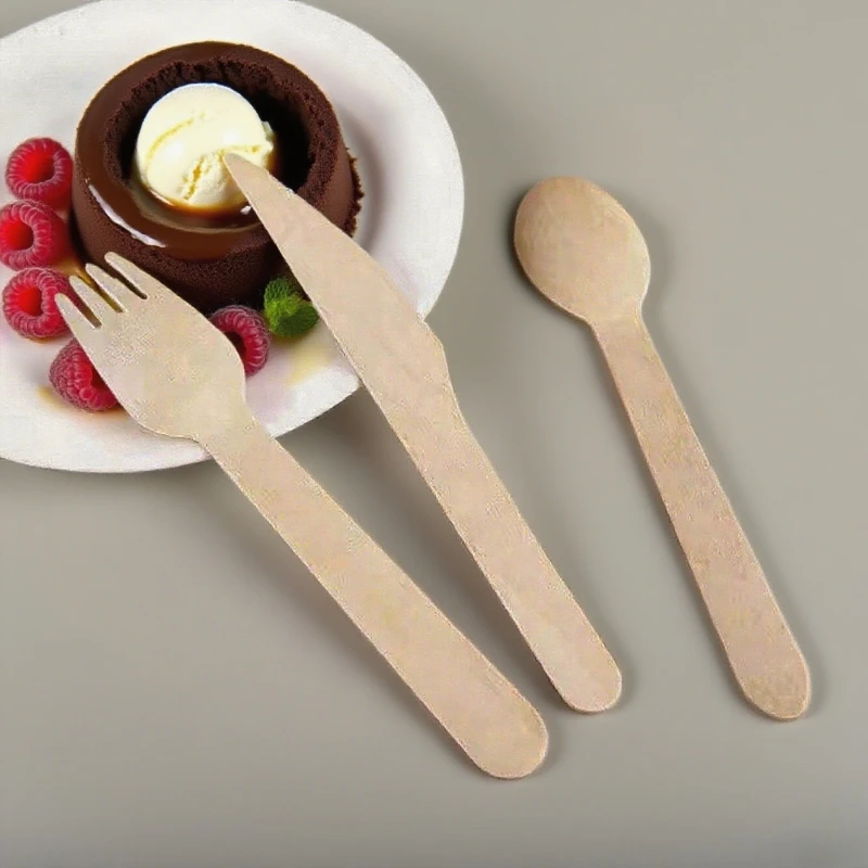 Picture 6: 50PCS Disposable Wooden Forks Spoons Knives Suitable for Dessert Ice Cream Fruit Tableware Kitchen Wedding Birthday Supplies