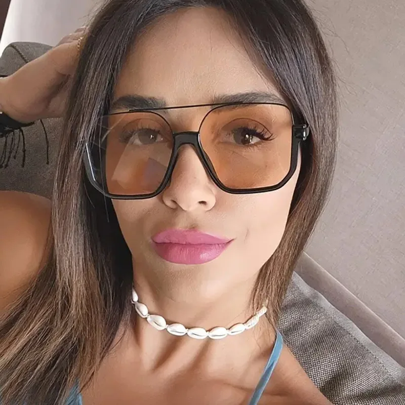 الرجعية الطيار المعادن النظارات الشمسية موضة الكورية نمط المرأة Shuangqiao ساحة ظلال العصرية Ins العلامة التجارية تصميم UV400 نظارات شمسية