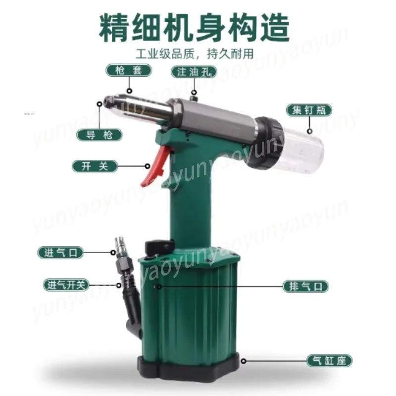 Self-Priming Rivet Gun for Brushed Rivets, Manual Hand Tool for Aluminum Alloy and Stainless Steel Riveting