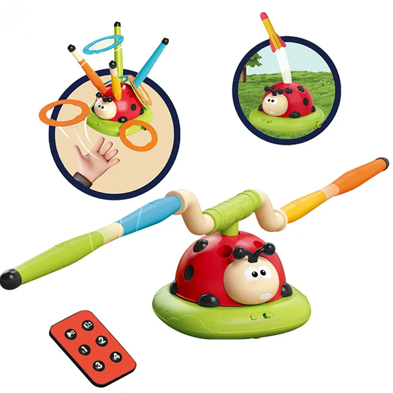 3 in 1 Ladybug Rope Skipping Machine Ferrule Rocket Launcher Toy Outdoor Indoor Multifunction Sports Entertainment Game Toys