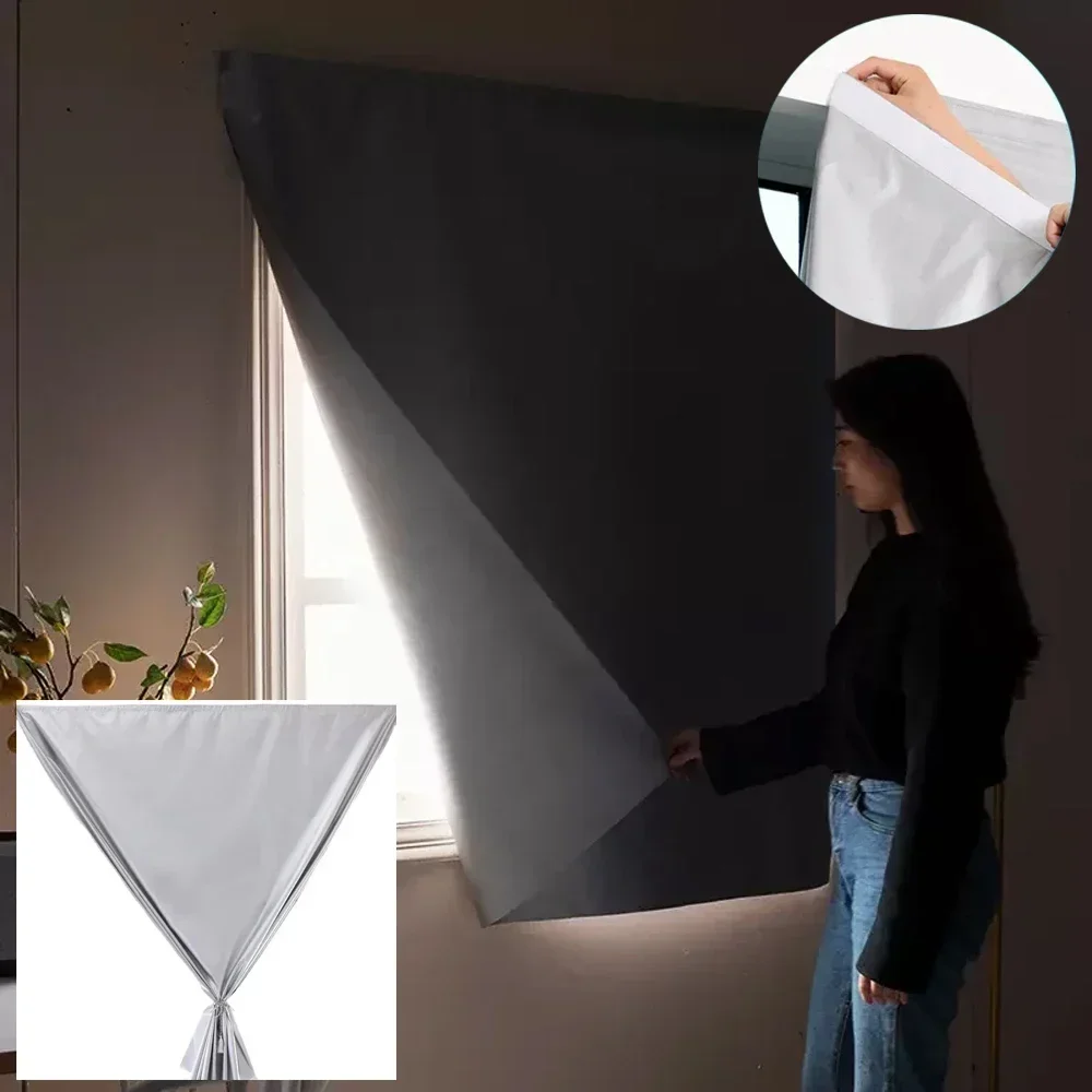 

1PC Easy Install Sunshade Curtains Simple Self-Adhesive Shading Sunshade Curtain Punch Free Double Sided Insulated Anti-UV 커튼