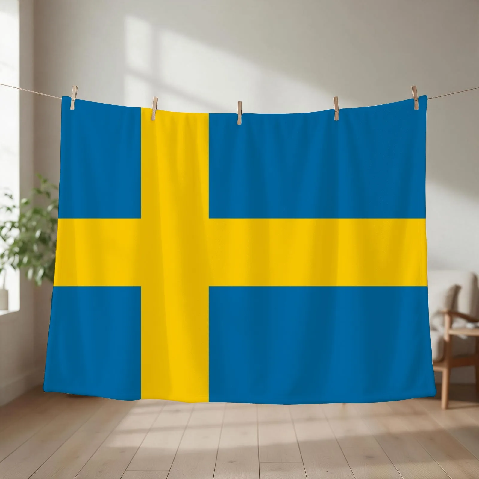 Sweden Flag Throw Blanket Plaid on the sofa Sleeping Bag Flannels Vintage Blankets