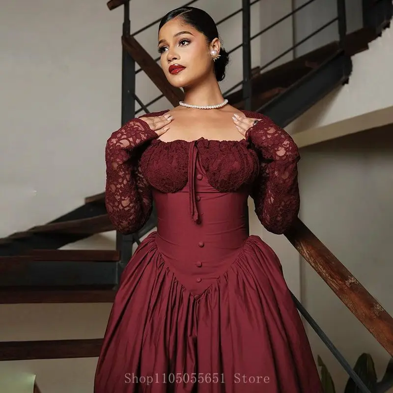 فستان نسائي مخصص كبير سوينغ دانتيل كم كامل عالي الخصر INS 2025 بدون حمالات مطوي فساتين سهرة مثيرة للحفلات الليلية #2