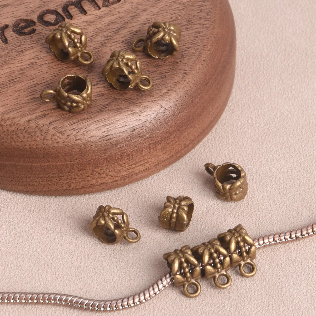 

20pcs 12x6mm Antique Bronze Metal Big Hole Beads Bails For Jewelry Making DIY Bracelet Findings