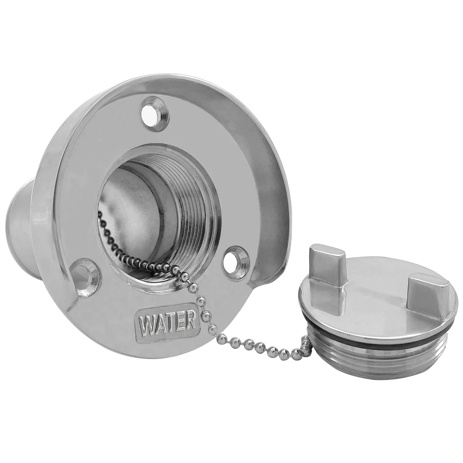 マリンボート316ステンレス鋼1-1-2インチ（38mm）スルーハルウォーターデッキフィラーフィルタンク（エッジ付き）ヨット用ハードウェアアクセサリー