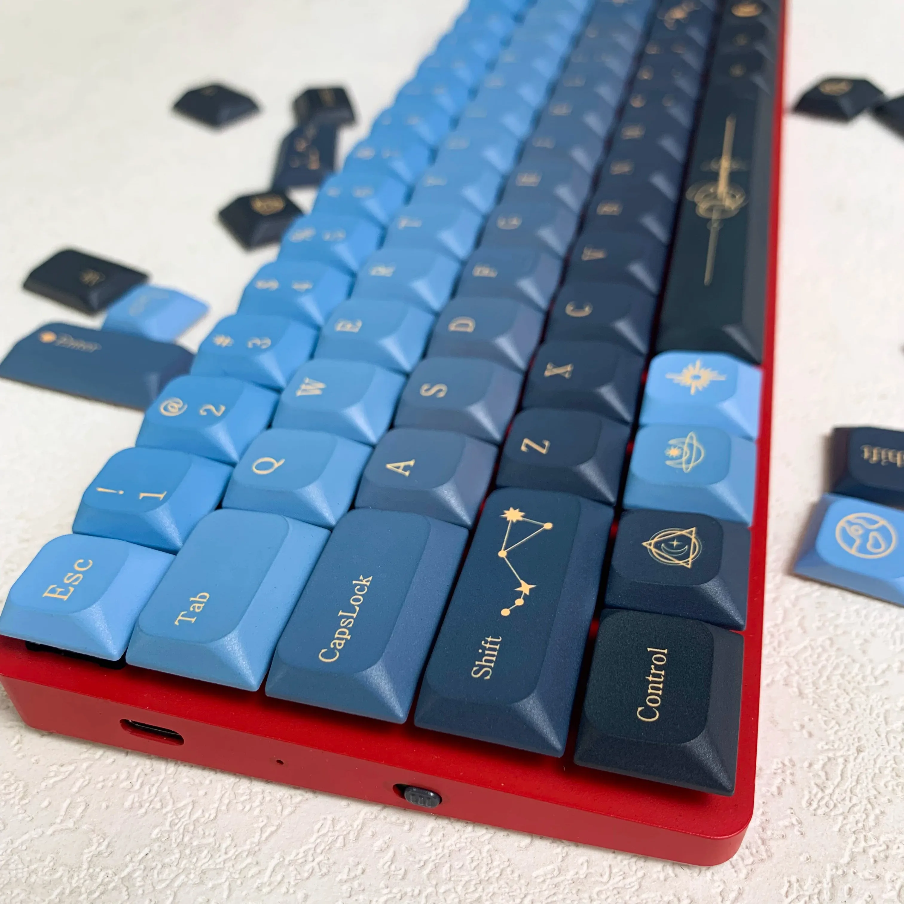 Ster Nacht Laag Profiel Toetsenbord 130 Toetsen Slanke Keycaps Vijf Kanten Dye Sublimatie PBT Keycaps voor MX Switches Mechanisch Toetsenbord