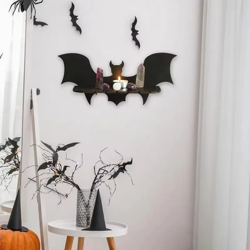 

Bat Shelf Gothic Decor Floating Wall Shelves Wooden Gothic Decor Spooky Home Decor Floating Bathroom Shelves Load-Bearing For