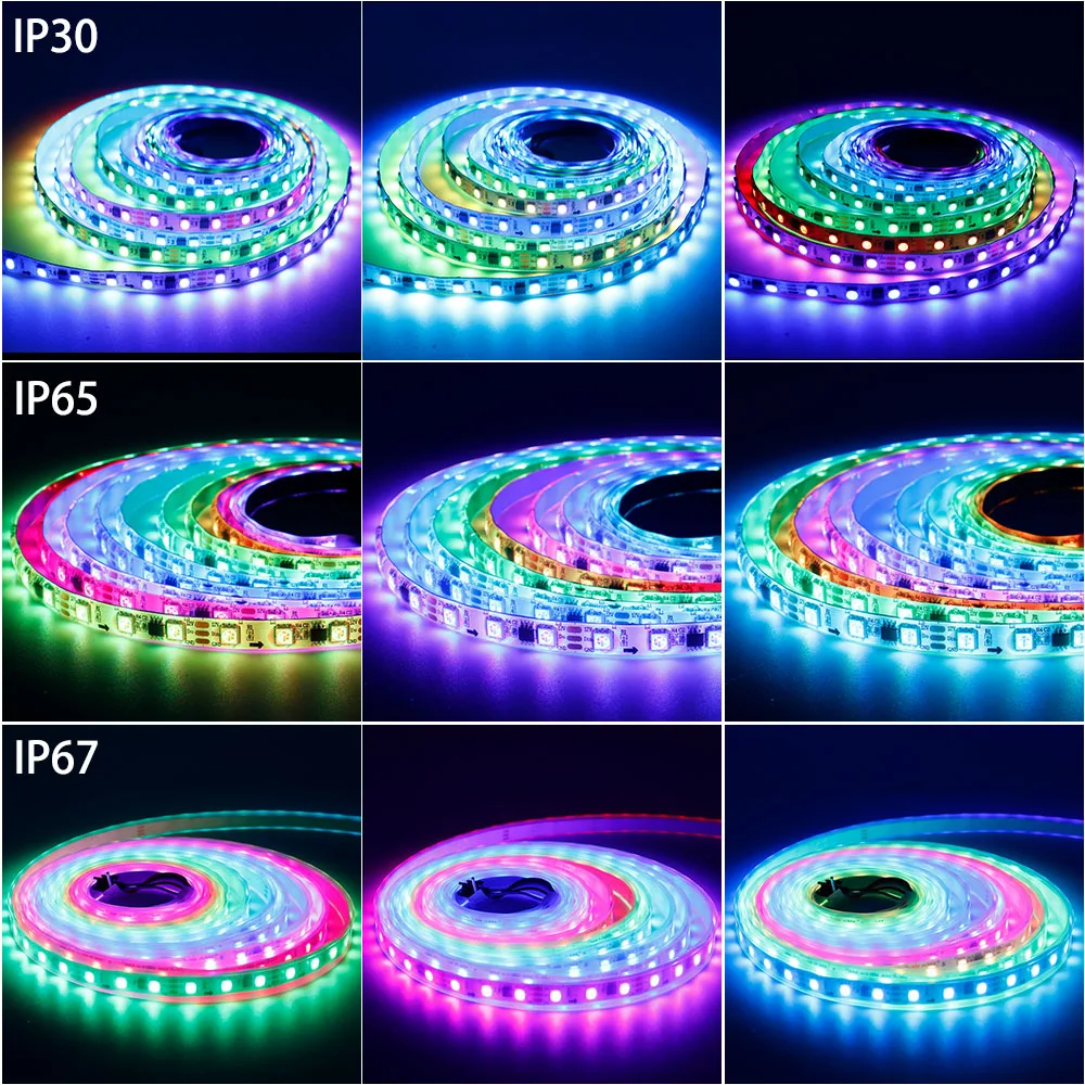 WS2811 DC12V 5050 RGB Led Strip Light Addressable 30LEDs/m 60LEDs/m External 1 IC Control 3 Leds Smart Led Light Tape 1-5M