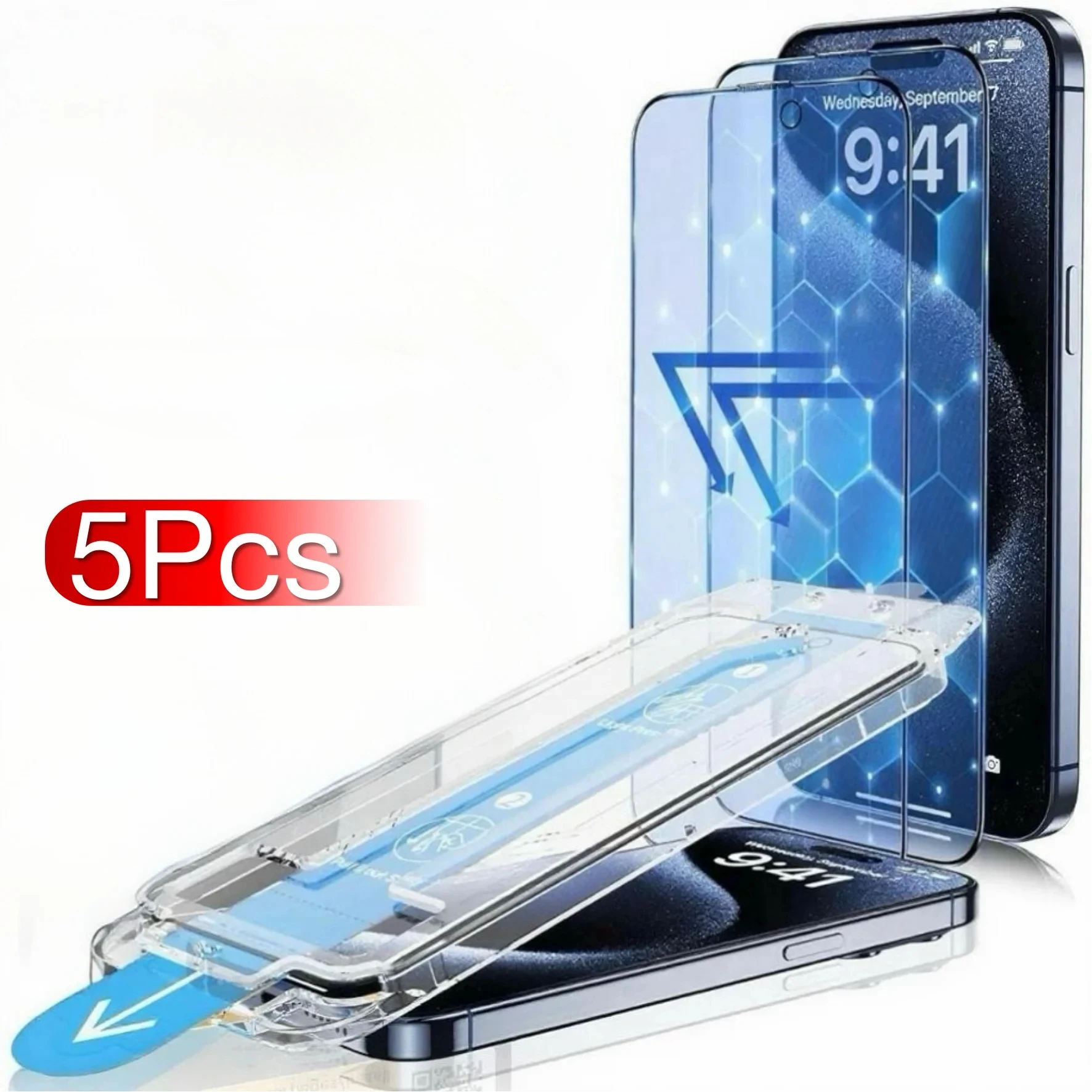 

5 шт. для iPhone 17 16e 16 15 14 13 12 11 Pro Max XS XR Защитная пленка для экрана из закаленного стекла Блок синего света Защита глаз