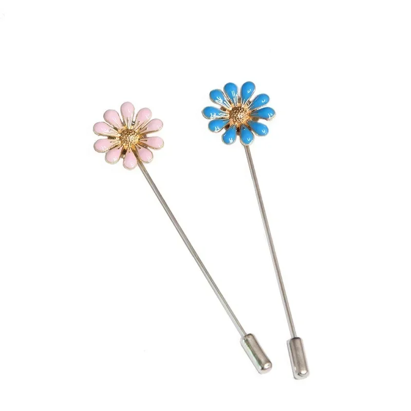 Fashion New Daisy Brooch Sun Flower Long Needle Pin and Brooches for Women Shawl Sweater Lapel Pin Collar Jewelry Accessories