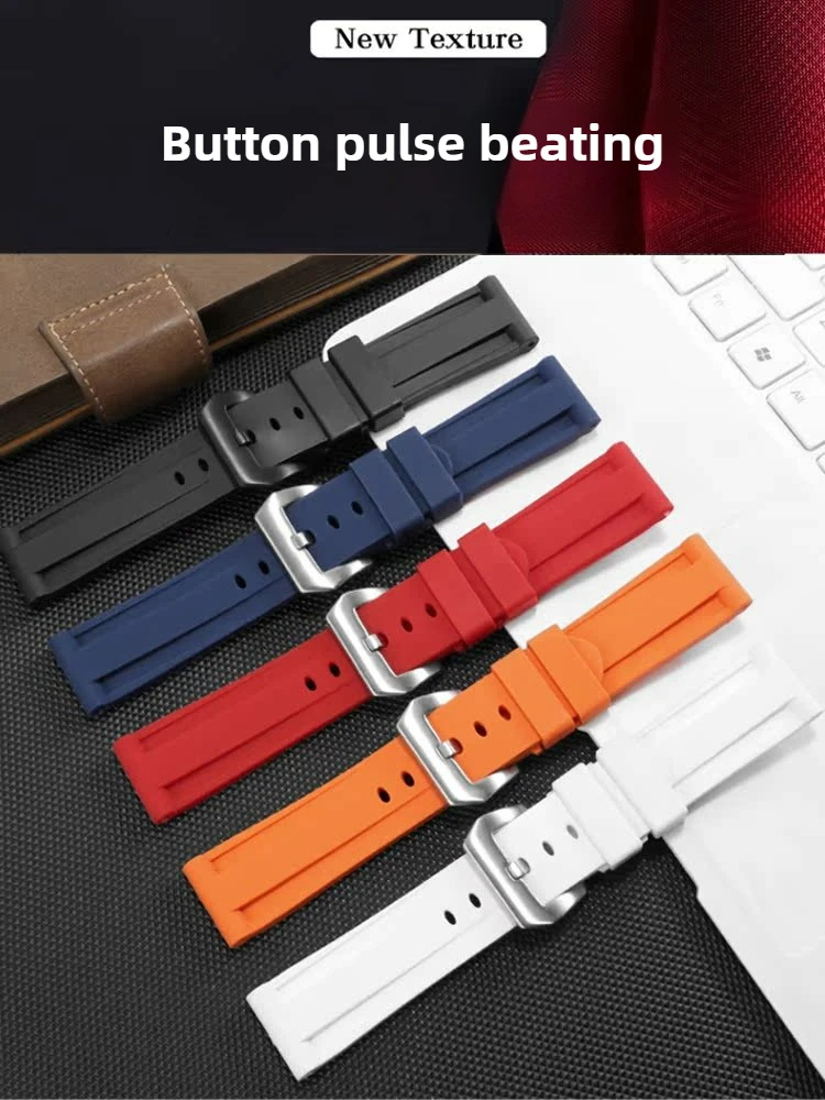 Suitable for P-a-n-e-r-a-i Lumino Stealth Series PAM441/1312 Waterproof Silicone Watch Strap Accessories