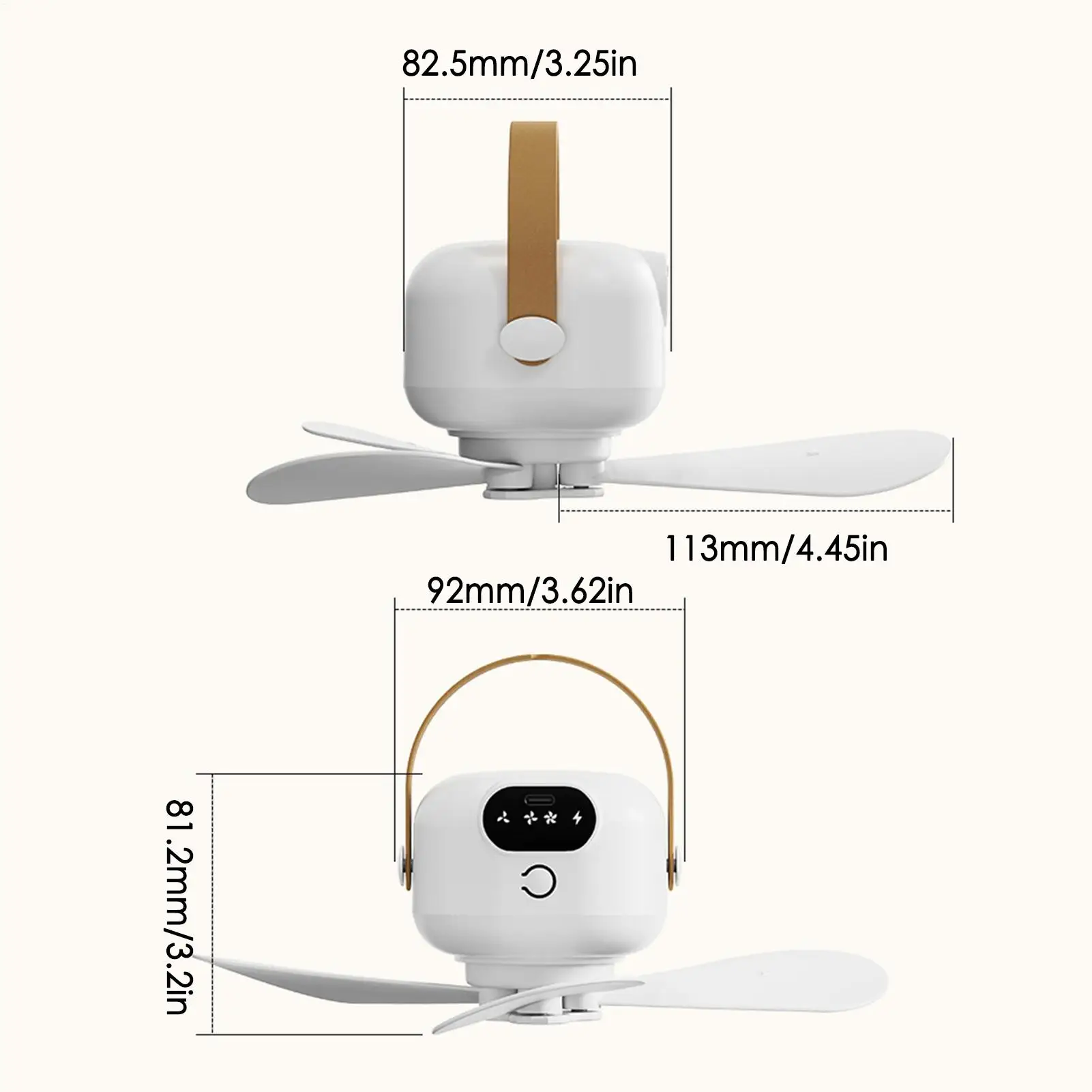 Rechargeable Ceiling Fan USB Rechargeable Cooling Device Remote-Controlled Light 3 Gears Ceiling Fan for Garden Outdoor Patio