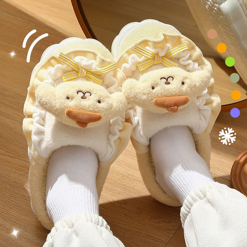 Pompom Purins Baumwolle Hausschuhe Mädchen Neue Kuromi Hello Kittys Weihnachtsgeschenk Dicke Sohle Anti-Rutsch Niedliche Samt Indoor Hause Schuhe