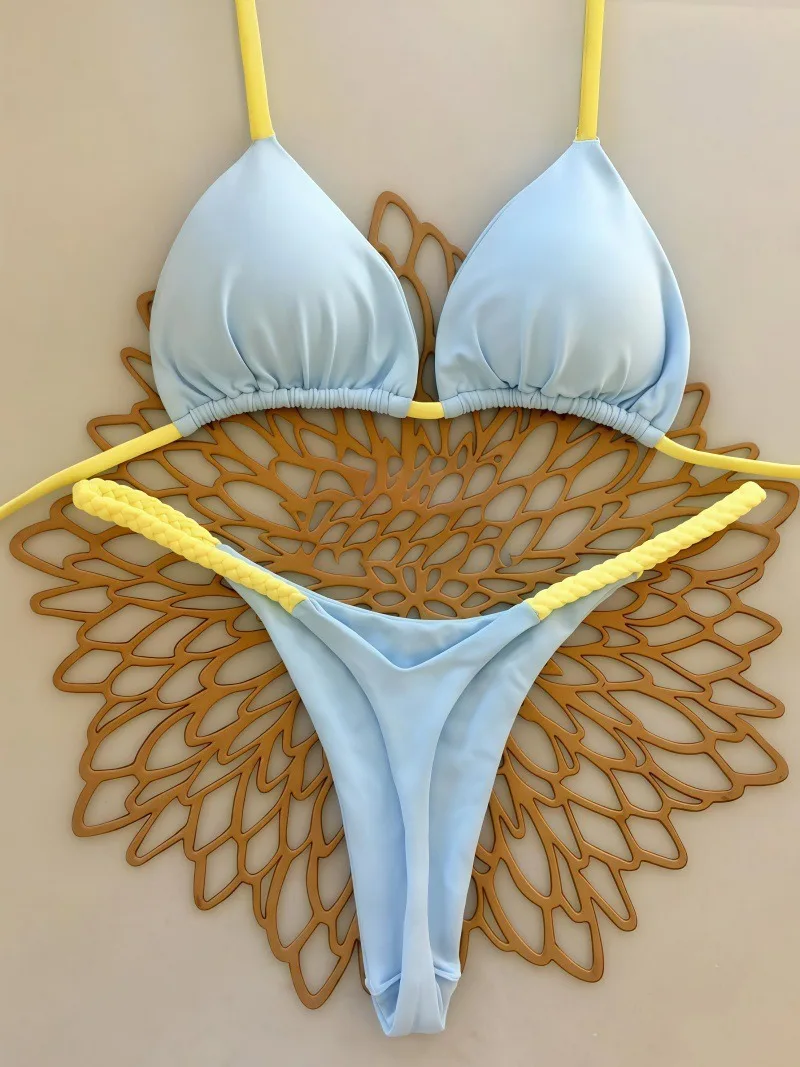 

Микро бикини 2025, женские купальники с эффектом пуш-ап, сексуальные купальники, бразильский комплект бикини, стринги, бикини, однотонный купальник, летняя пляжная одежда