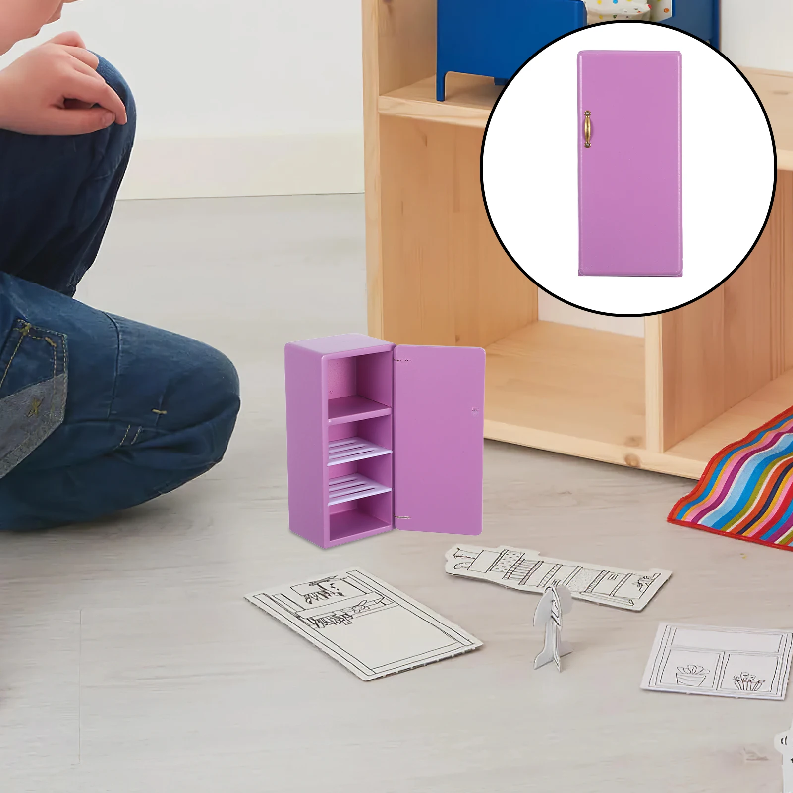 Mini réfrigérateur modèle maison de poupée meubles pour salon jouet accessoire salle à manger réfrigérateur