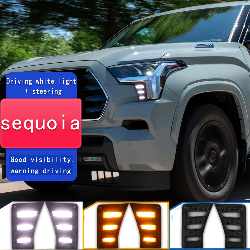 

Led Daytime Running Light Fog Lamp for Toyota Sequoia 2023 2024 2025 DRL Bumper Driving White Yellow Waterproof