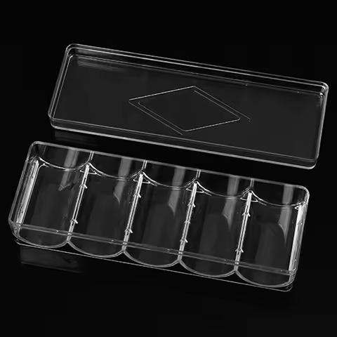 high quality 5 grid Durable Clear Acrylic Poker Chips Tray Chips Case Box Holder Collectibles Craft