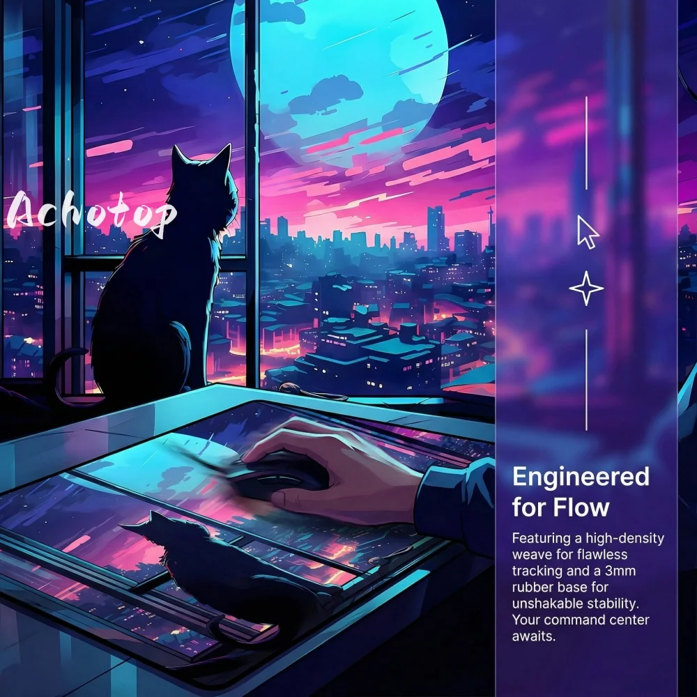 

Cat Mouse Pad PC Gamer Accessories Large Desk Mat Locking Edge Rubber Mousepad Gaming