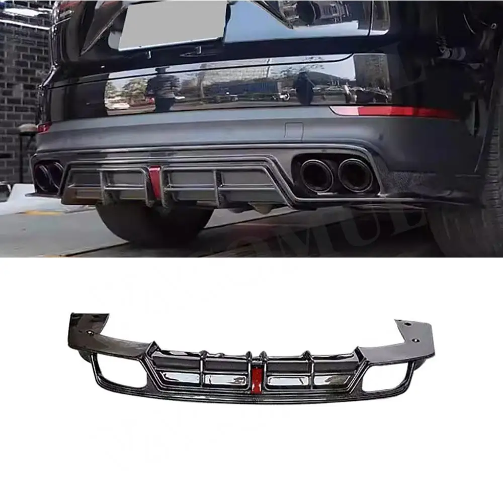 

VACOMUL For Porsche Cayenne 2022 Rear Bumper Lip Diffuser Spoiler With LED Light Carbon Fiber Car Modification Bumper Guard