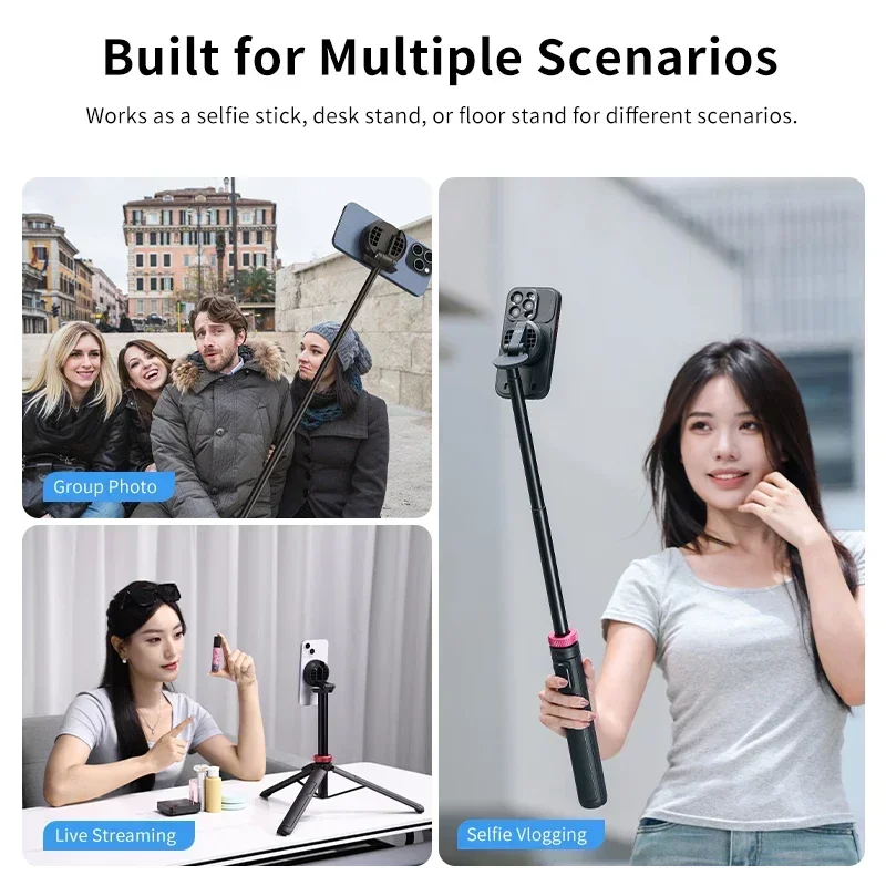 Ulanzi MT-84 Magnetic Selfie Stick 1.53M Portable Tripod Wireless Bluetooth Remote Phone Extension Tri Phone Live Streaming Vlog