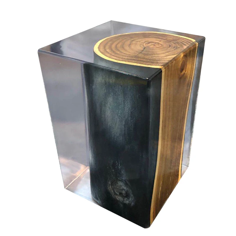 

Crystal transparent epoxy pier, stool chair, side sculpture ornament acrylic tea stool