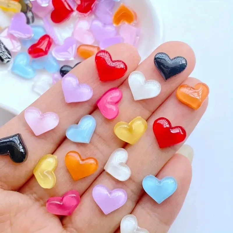 10 stücke 3d kawaii buntes Herz Harz Nail Art Charms Mix Stile Cartoon Liebe Nagel Dekoration Strass DIY Schmuck Zubehör