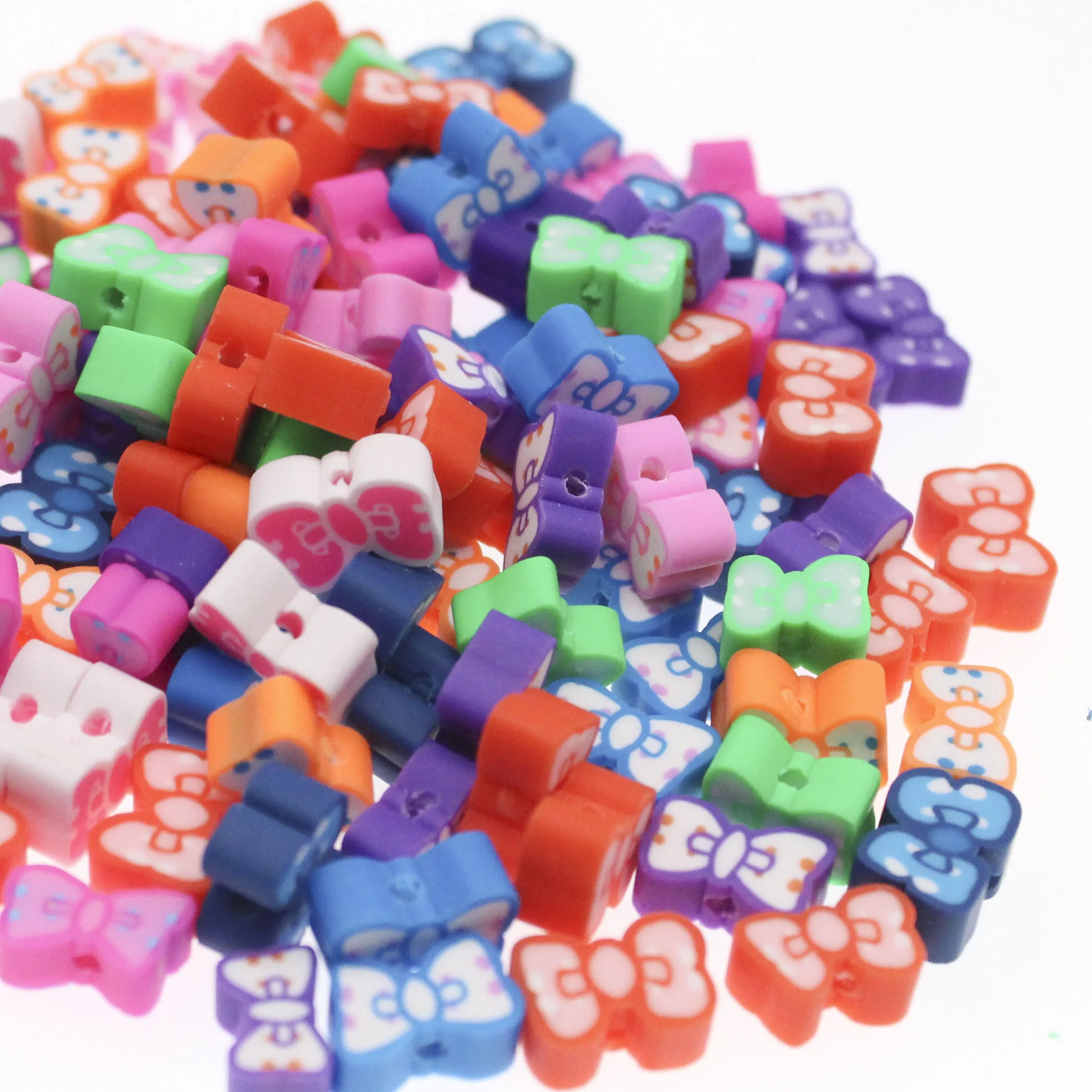 30/50/100Pcs Cute Tie Clay Spacer Beads Polymer Clay Beads For Jewelry Making DIY Handmade Accessories 10mm